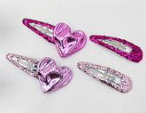 Hana Jewel 12 Pcs Glittery Heart-Shaped Tic Tac Hair Clips - Multicolour Hair Accessories for Women & Girls